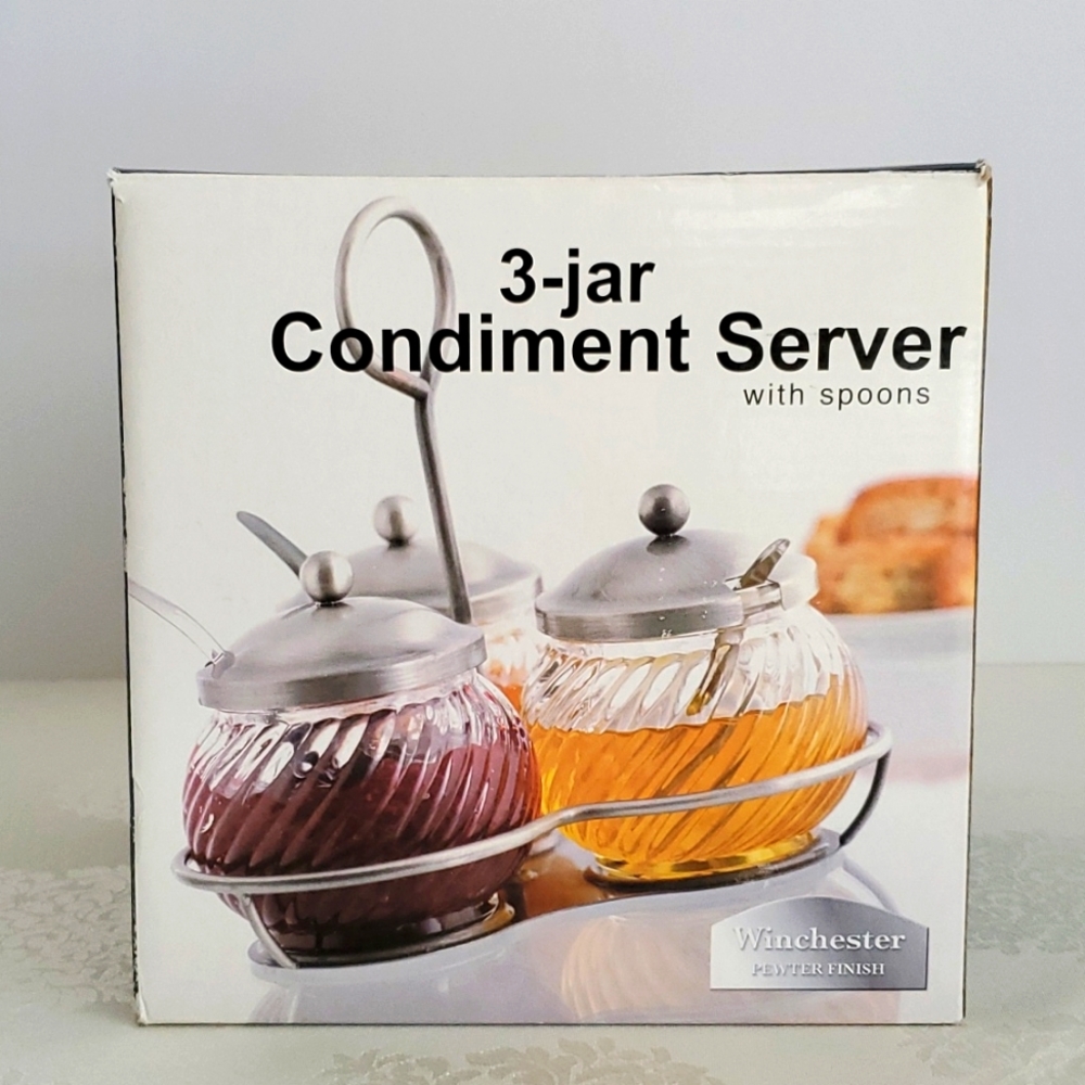 Winchester Three-jar Condiment Server with Spoons